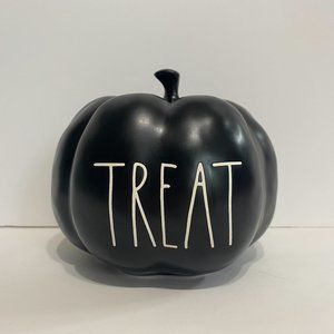 Rae Dunn New “TREAT” Matte Black Mini Pumpkin Fall Halloween Decor 2021 Autumn